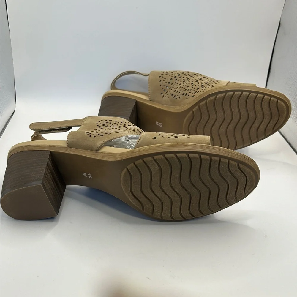 Van Eli Tan Perforated Wedge Sandals